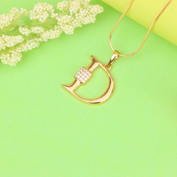 "Rose Gold Plated D Initial Pendant with Sparkling Crystal Detail, XPPT1415 - Picture 12 of 13